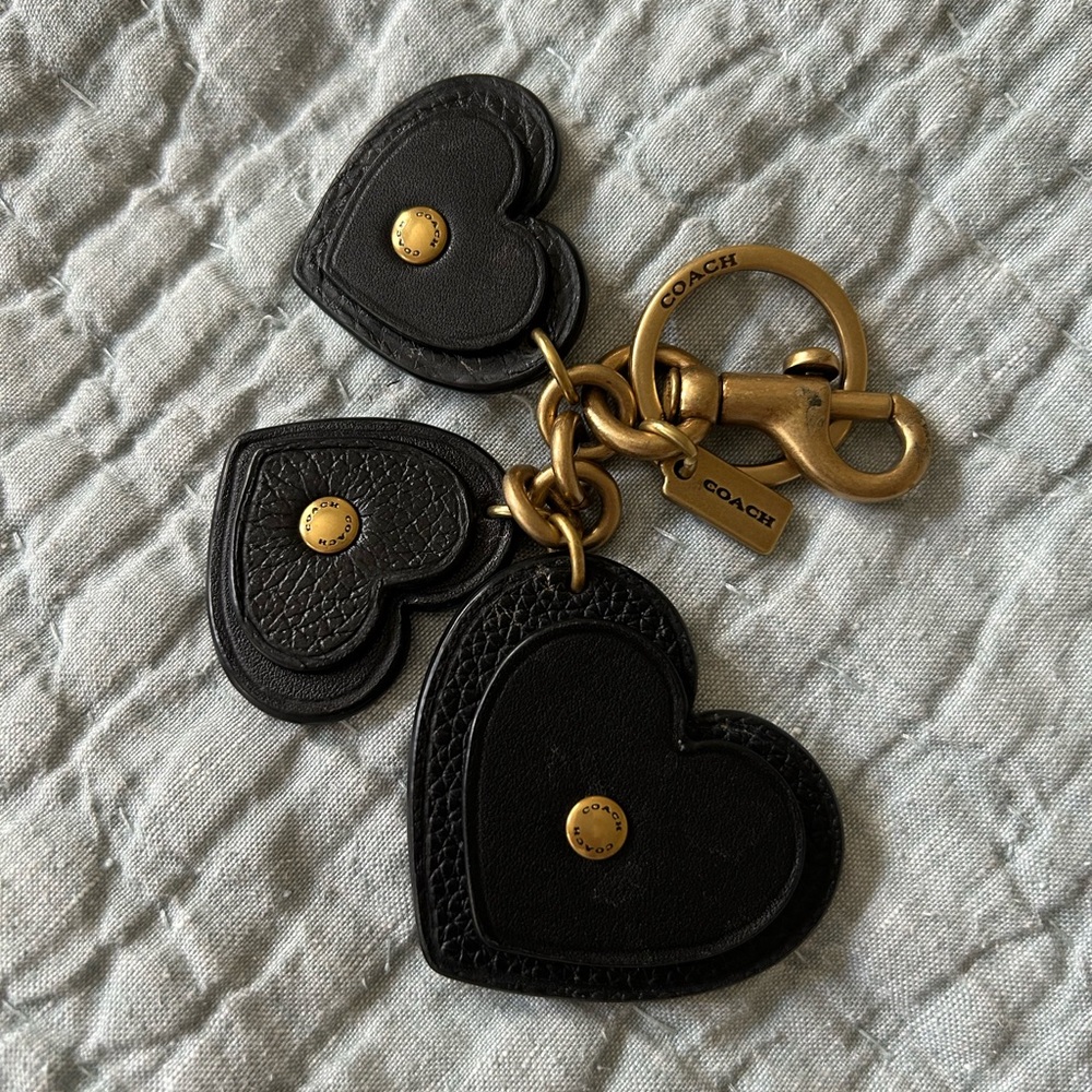 Coach ReLoved Black Heart Keychain Bag Charm
